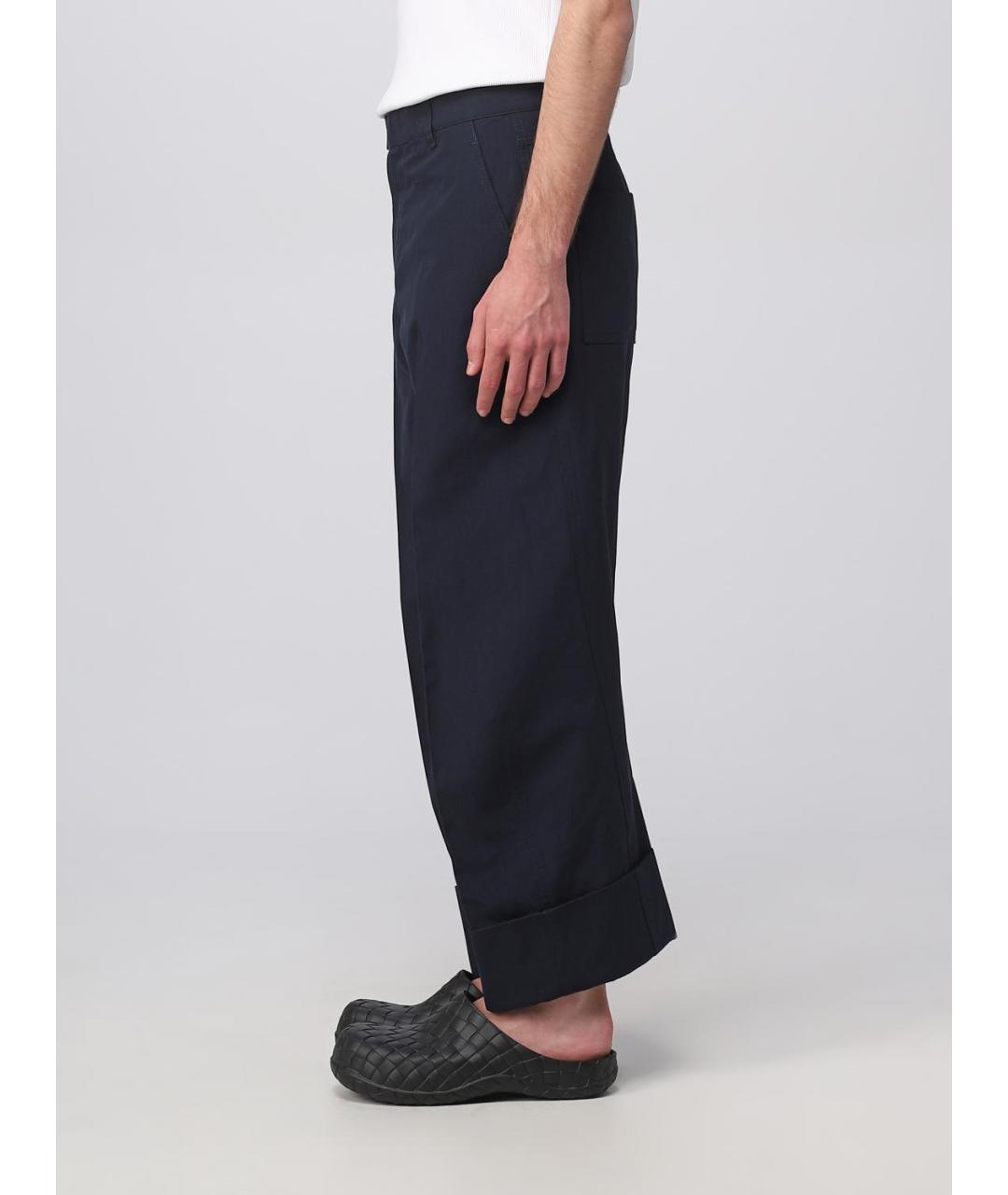 BOTTEGA VENETA Синие хлопковые повседневные брюки, фото 7