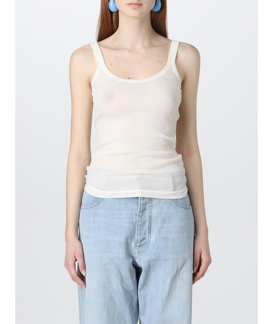 BOTTEGA VENETA Белая хлопковая майка, фото 2