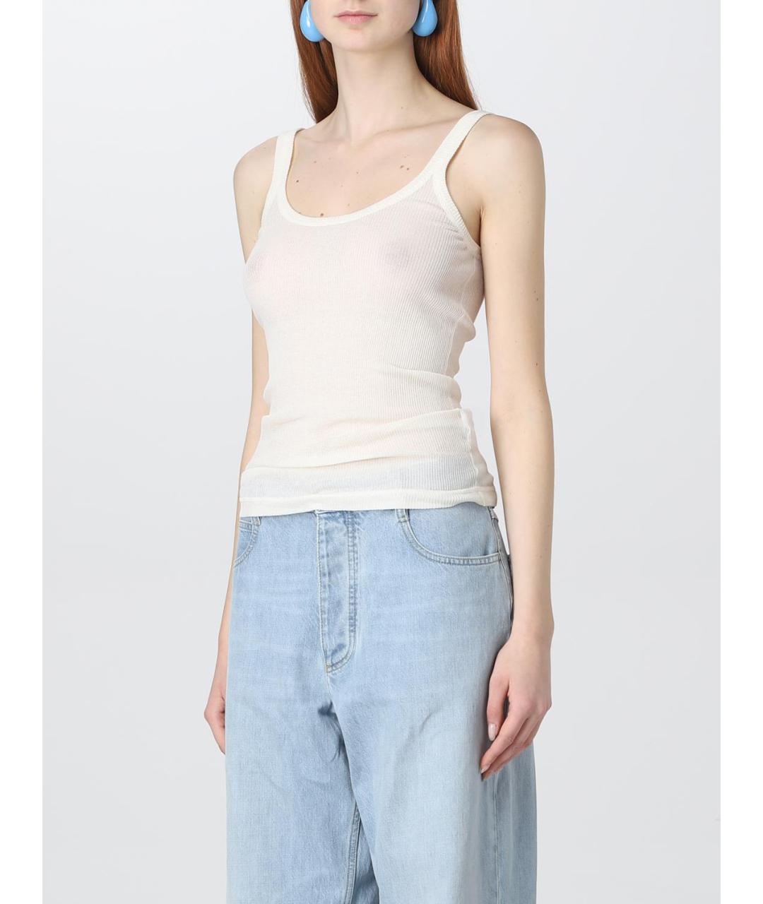 BOTTEGA VENETA Белая хлопковая майка, фото 5