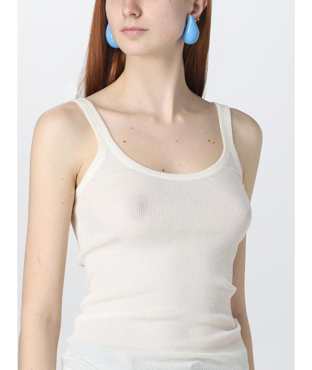 BOTTEGA VENETA Белая хлопковая майка, фото 6