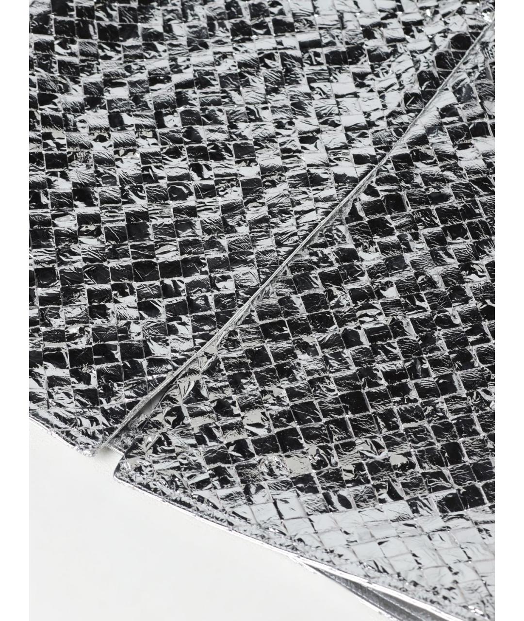 BOTTEGA VENETA Серебряная кожаная юбка миди, фото 7