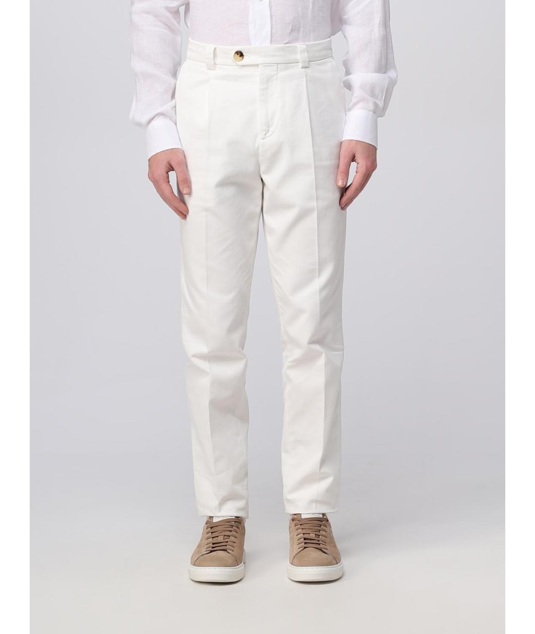 BRUNELLO CUCINELLI Белые хлопковые повседневные брюки, фото 6