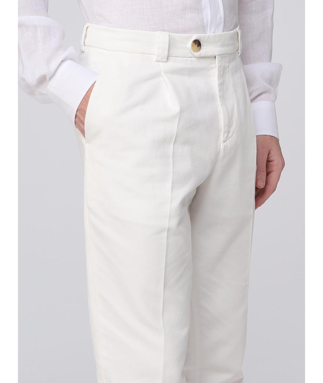 BRUNELLO CUCINELLI Белые хлопковые повседневные брюки, фото 5