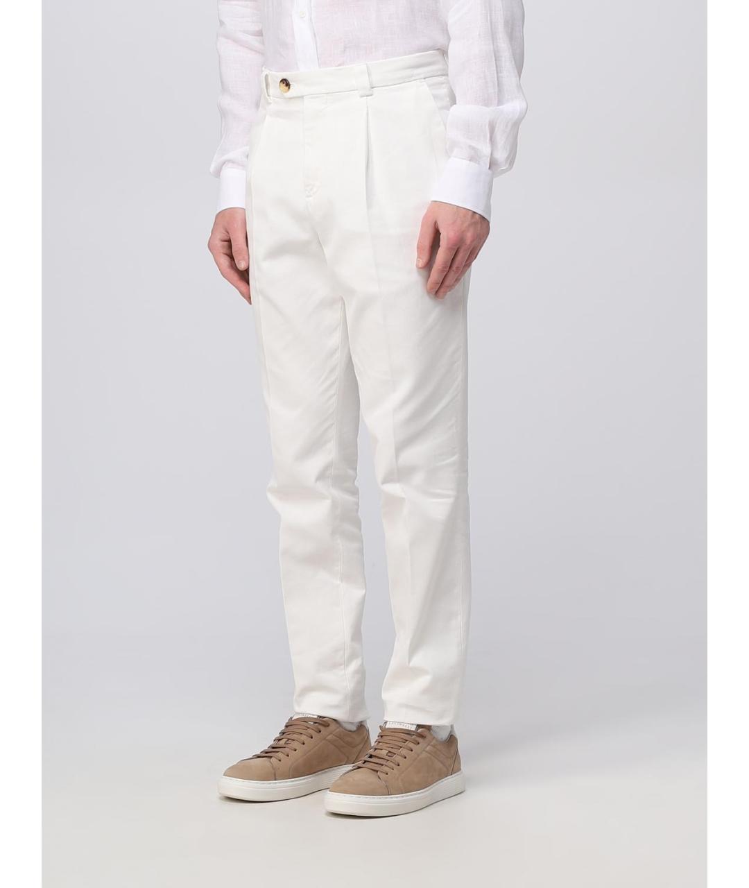 BRUNELLO CUCINELLI Белые хлопковые повседневные брюки, фото 4