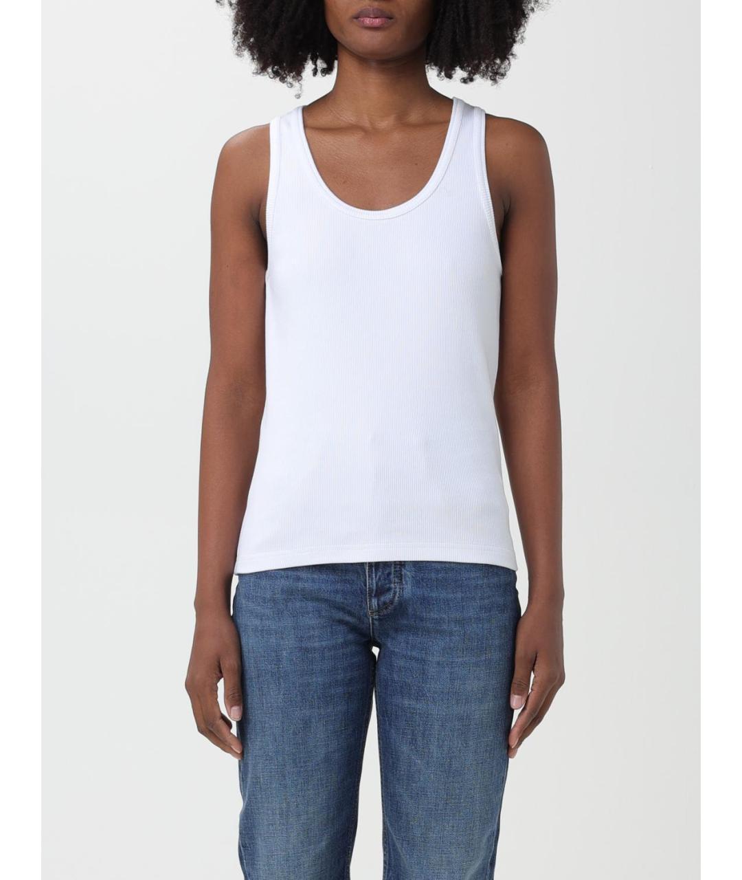 BOTTEGA VENETA Белая хлопковая майка, фото 2