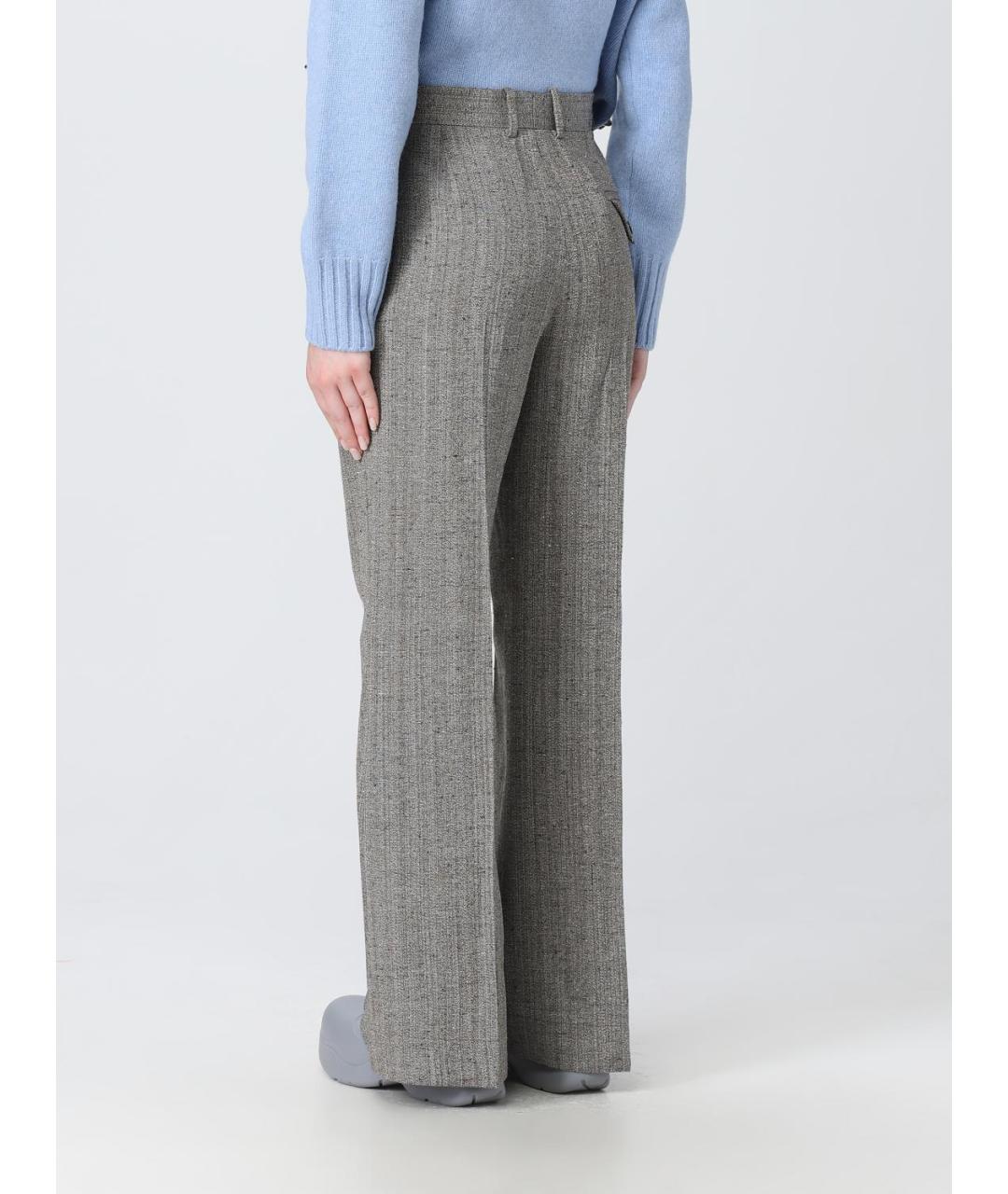 BOTTEGA VENETA Серые шерстяные прямые брюки, фото 3