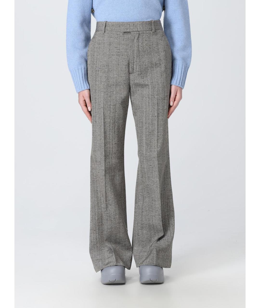 BOTTEGA VENETA Серые шерстяные прямые брюки, фото 6
