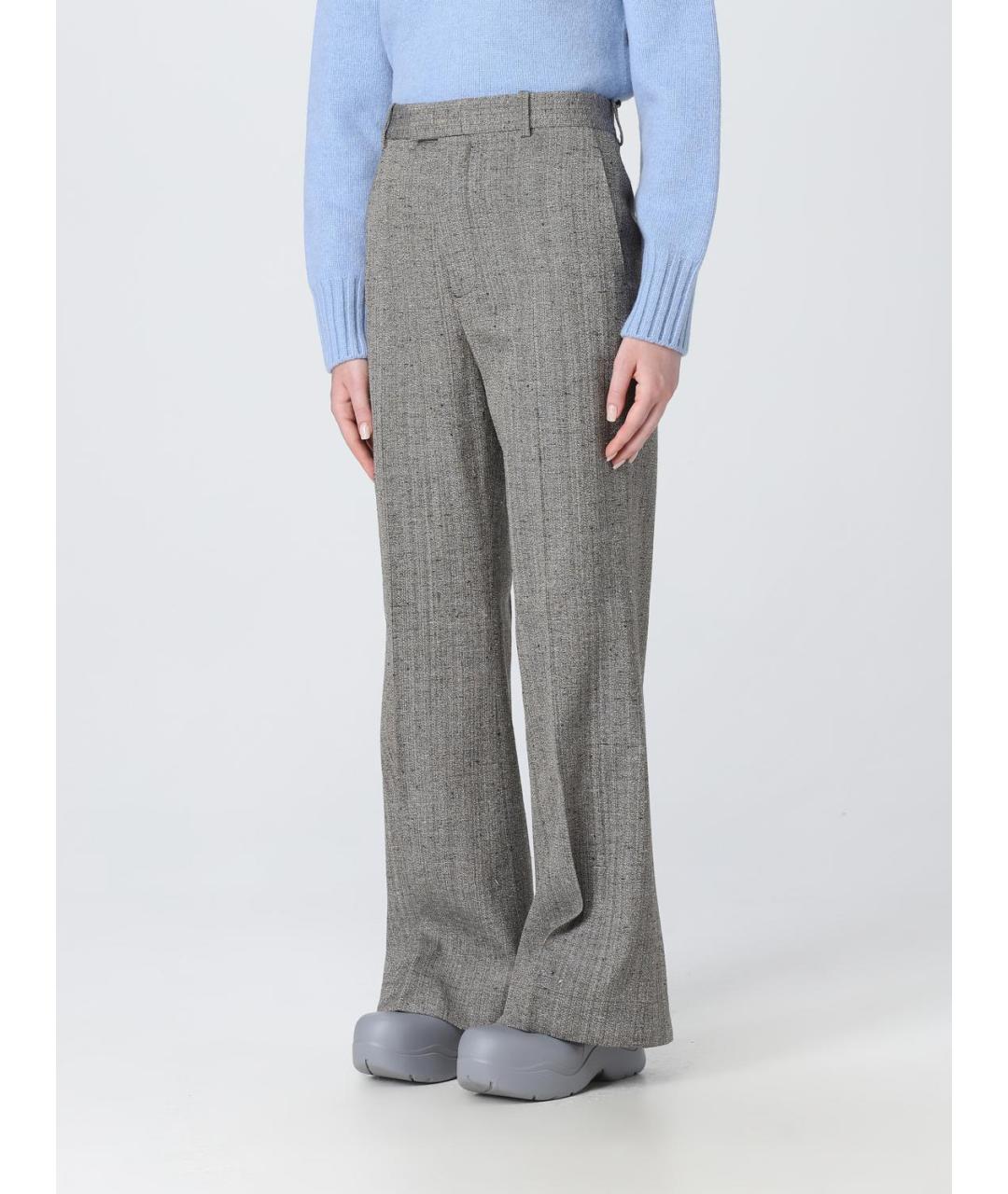 BOTTEGA VENETA Серые шерстяные прямые брюки, фото 4