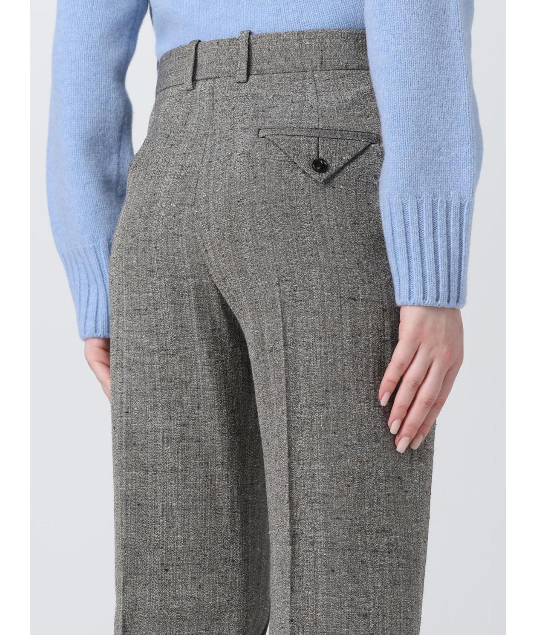 BOTTEGA VENETA Серые шерстяные прямые брюки, фото 5