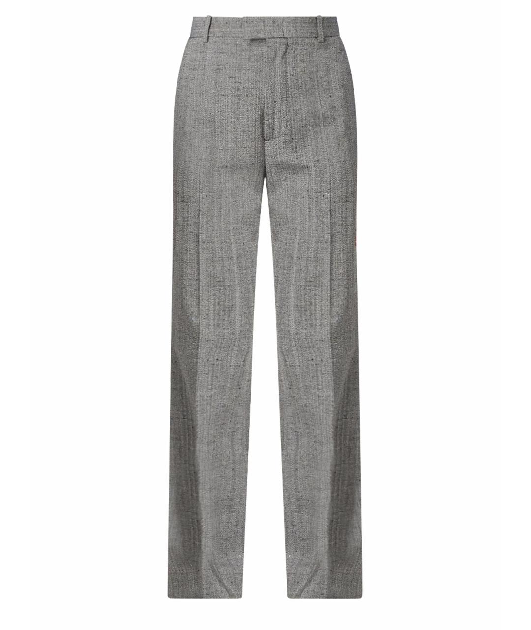 BOTTEGA VENETA Серые шерстяные прямые брюки, фото 1