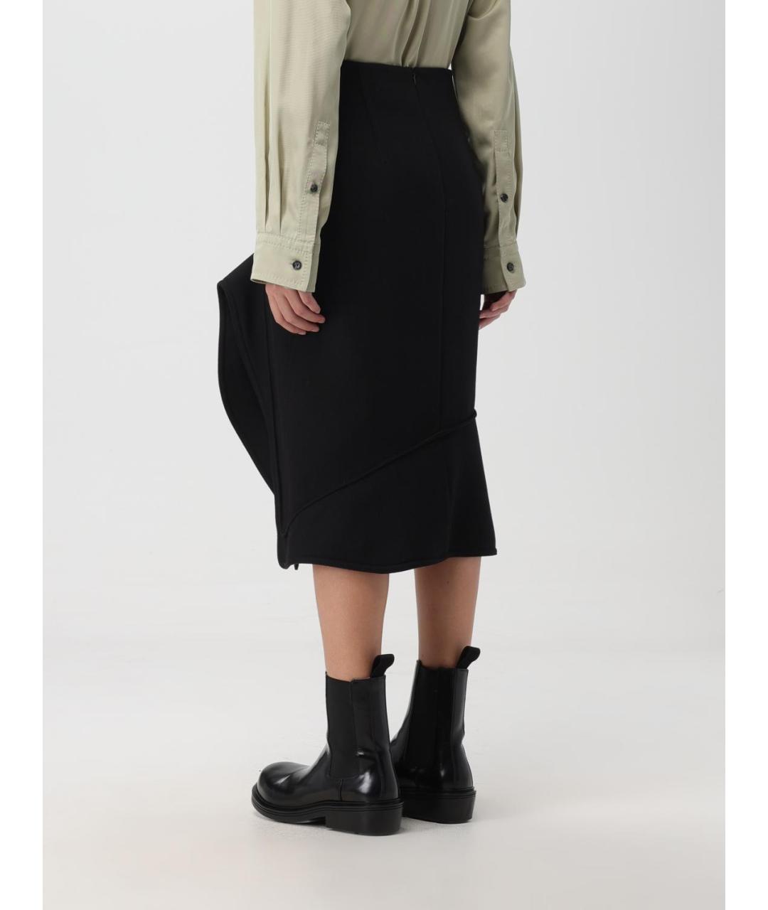 BOTTEGA VENETA Черная хлопковая юбка миди, фото 3