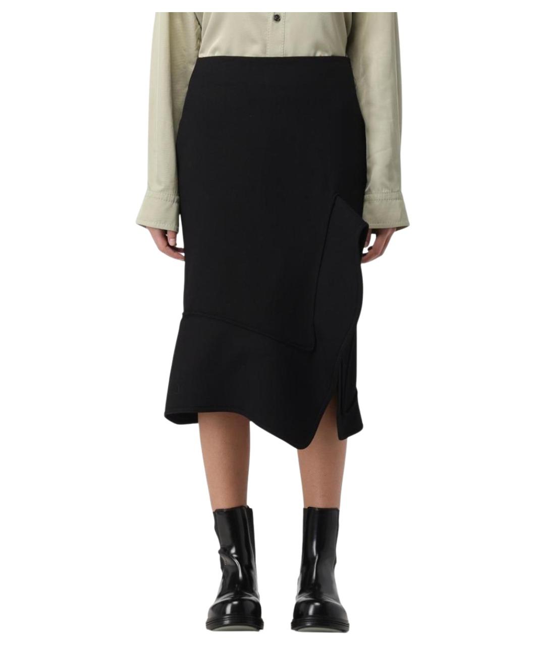 BOTTEGA VENETA Черная хлопковая юбка миди, фото 1