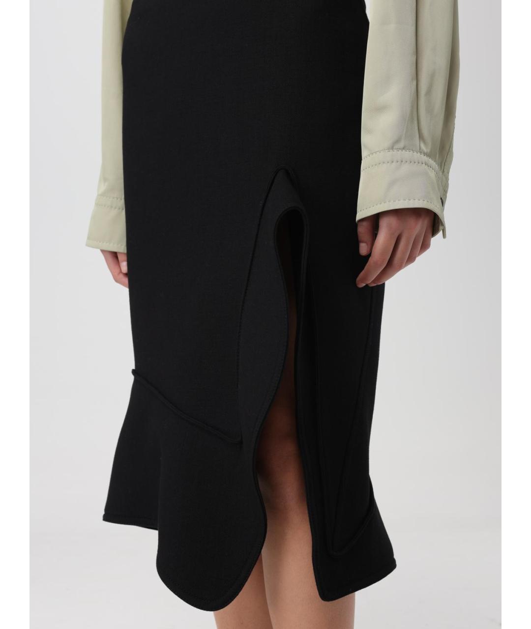 BOTTEGA VENETA Черная хлопковая юбка миди, фото 5