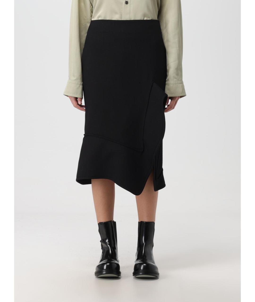 BOTTEGA VENETA Черная хлопковая юбка миди, фото 6