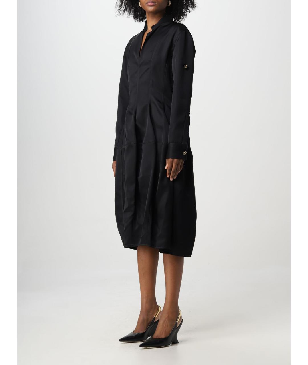 BOTTEGA VENETA Черное атласное повседневное платье, фото 4