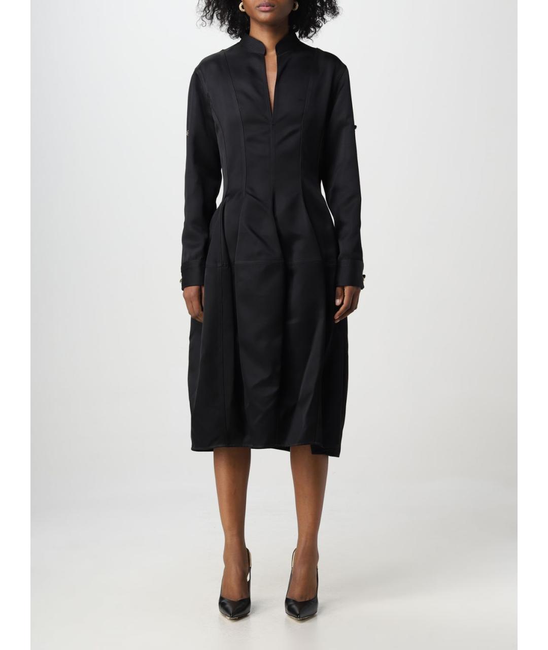 BOTTEGA VENETA Черное атласное повседневное платье, фото 2