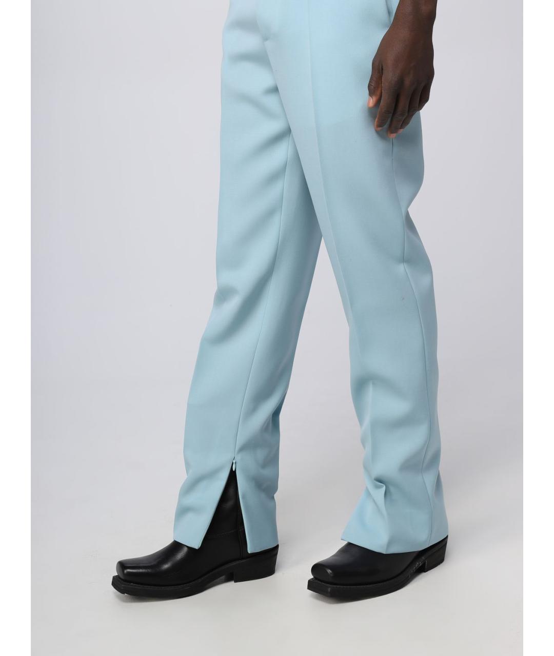 BOTTEGA VENETA Голубые шерстяные повседневные брюки, фото 5