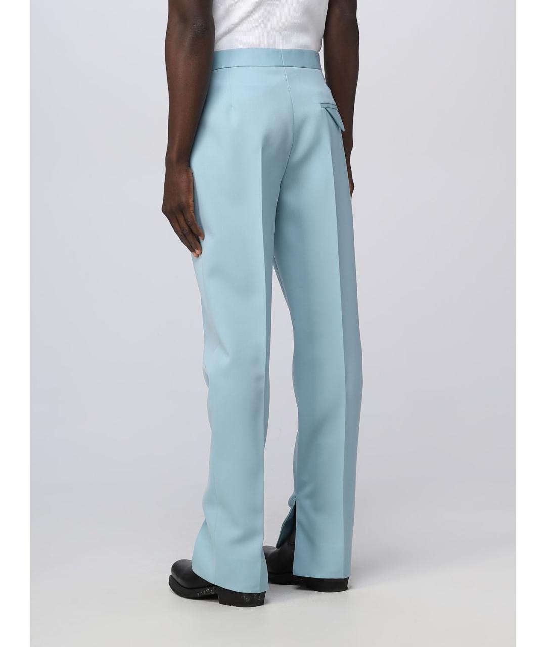 BOTTEGA VENETA Голубые шерстяные повседневные брюки, фото 3