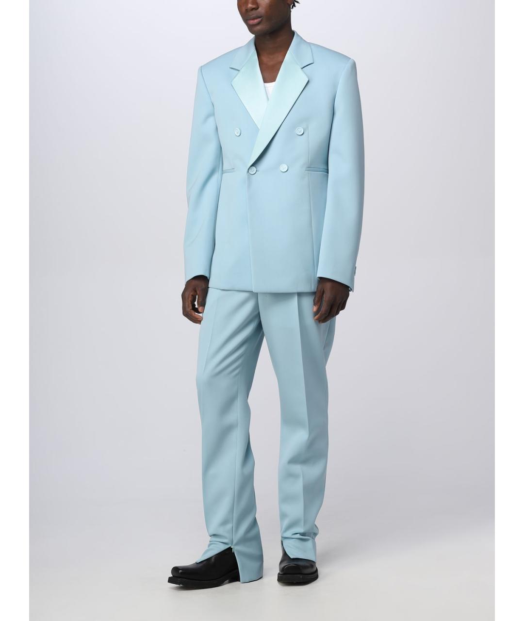 BOTTEGA VENETA Голубые шерстяные повседневные брюки, фото 2