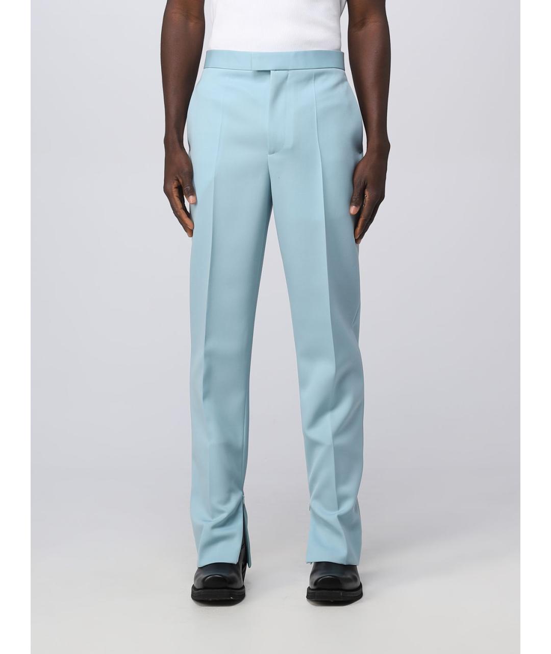 BOTTEGA VENETA Голубые шерстяные повседневные брюки, фото 6