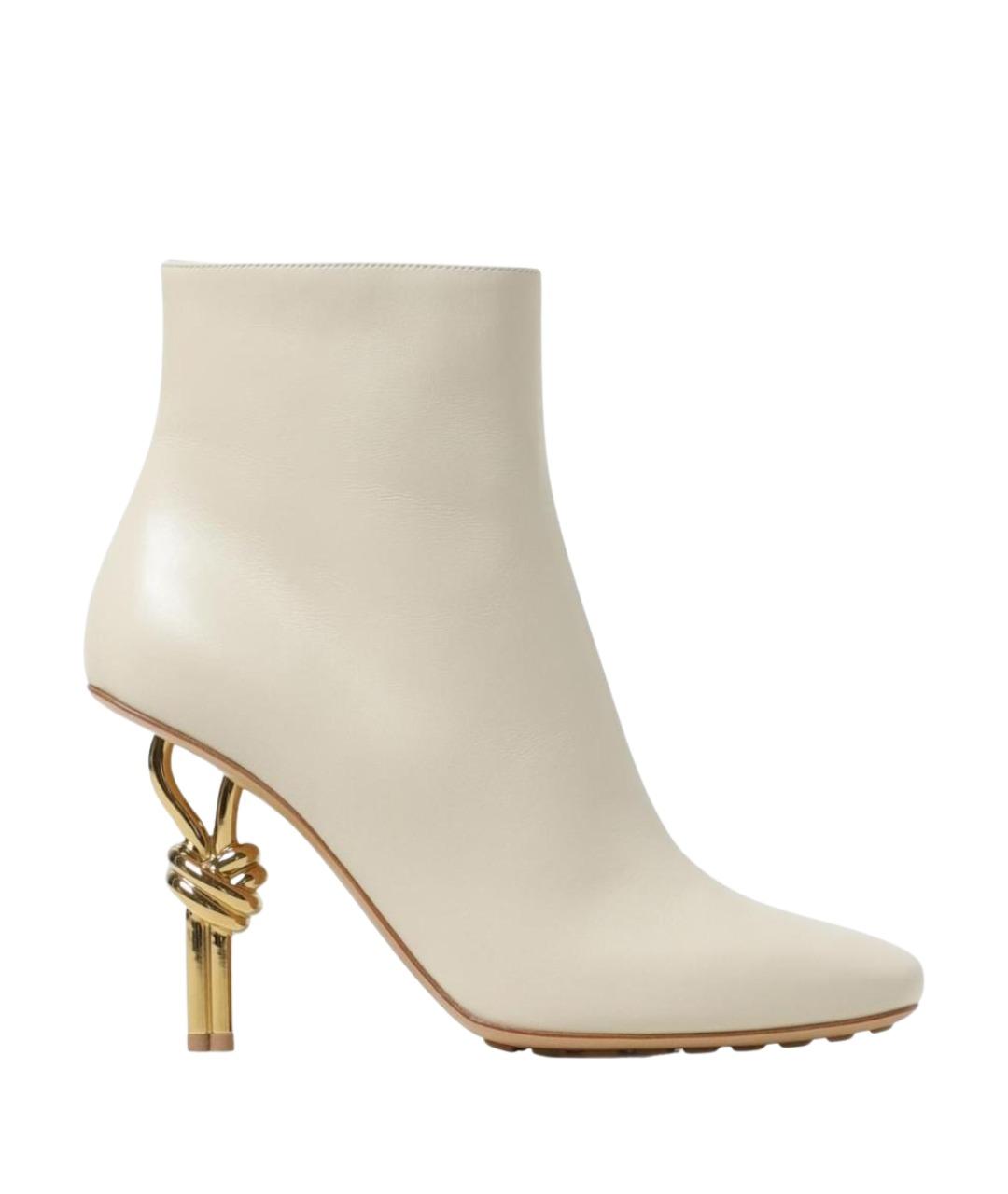 BOTTEGA VENETA Бежевые кожаные ботильоны, фото 1