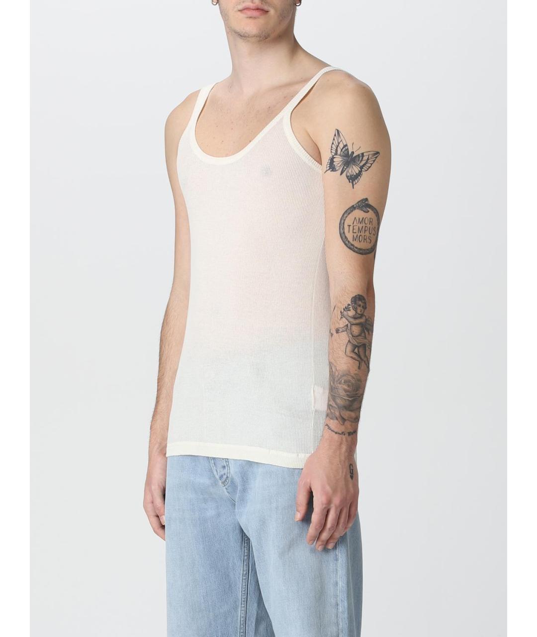 BOTTEGA VENETA Белая хлопковая майка, фото 4