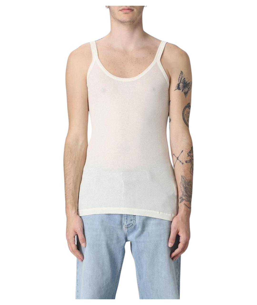 BOTTEGA VENETA Белая хлопковая майка, фото 1