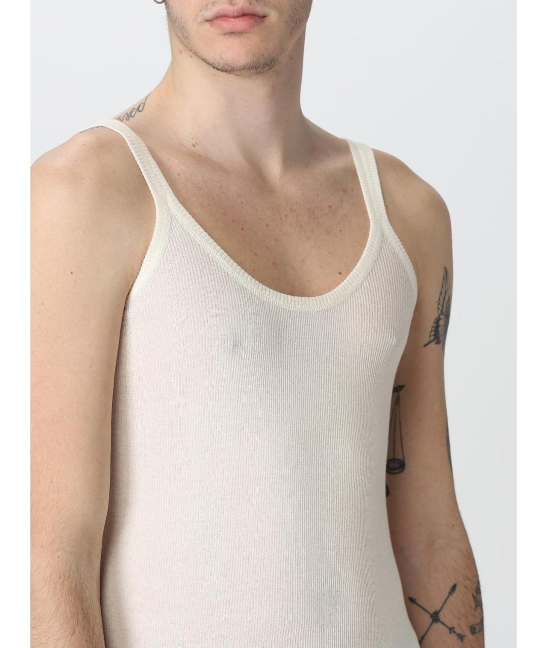 BOTTEGA VENETA Белая хлопковая майка, фото 5