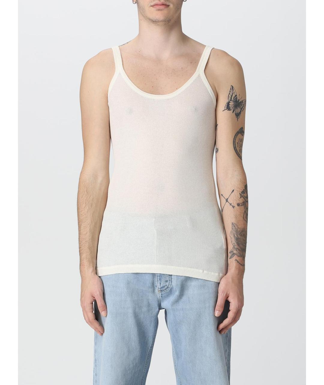 BOTTEGA VENETA Белая хлопковая майка, фото 6