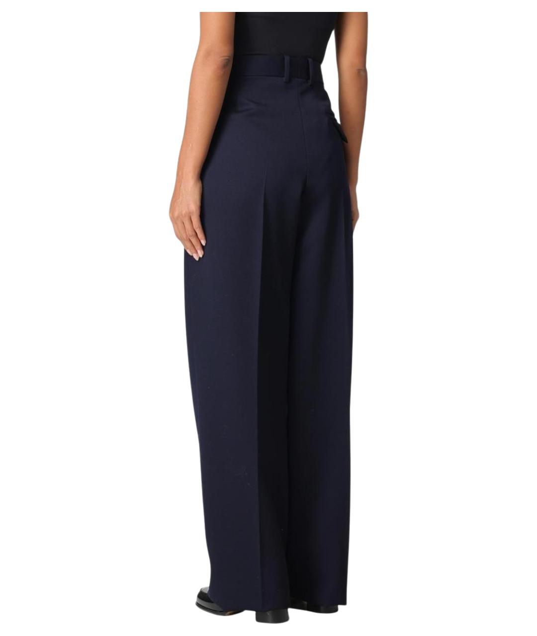 BOTTEGA VENETA Синие шерстяные прямые брюки, фото 4