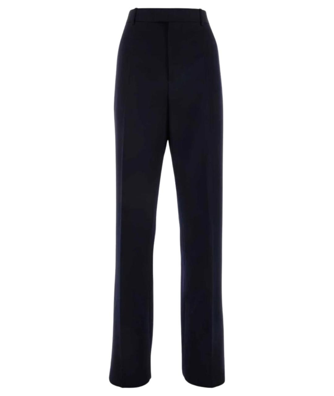 BOTTEGA VENETA Синие шерстяные прямые брюки, фото 1