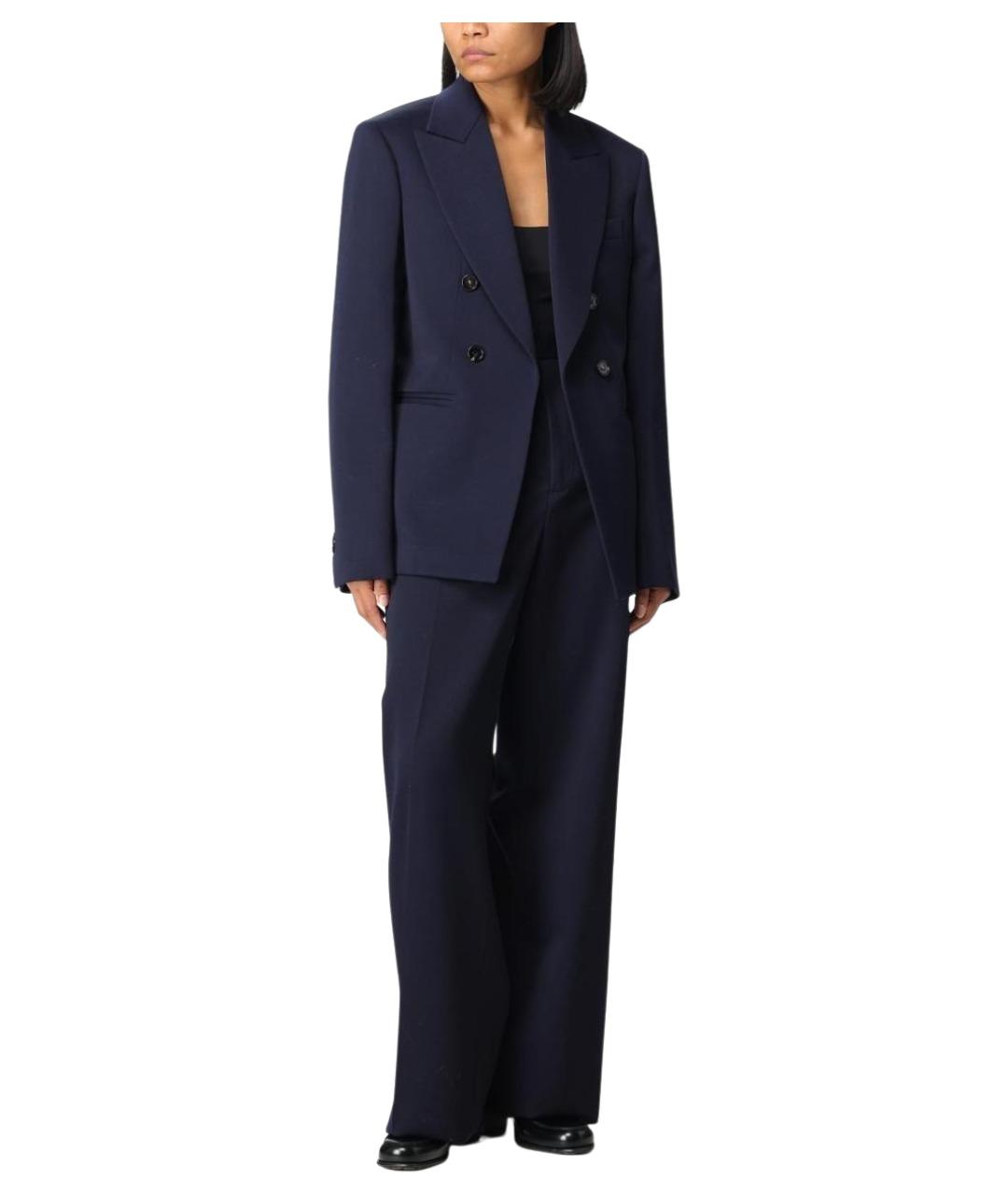 BOTTEGA VENETA Синие шерстяные прямые брюки, фото 3