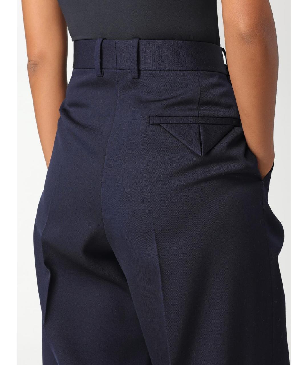 BOTTEGA VENETA Синие шерстяные прямые брюки, фото 6