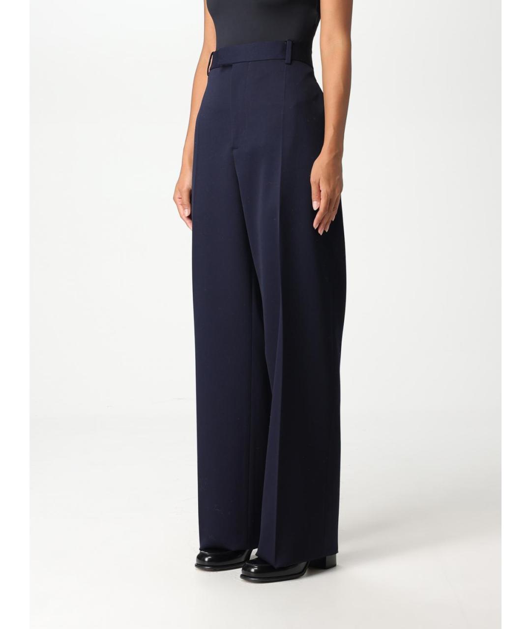 BOTTEGA VENETA Синие шерстяные прямые брюки, фото 5