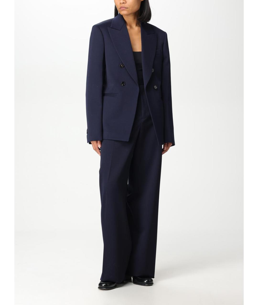 BOTTEGA VENETA Синие шерстяные прямые брюки, фото 3