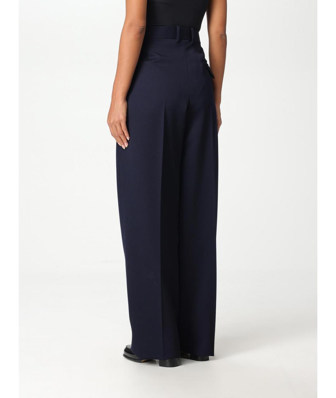 BOTTEGA VENETA Синие шерстяные прямые брюки, фото 4