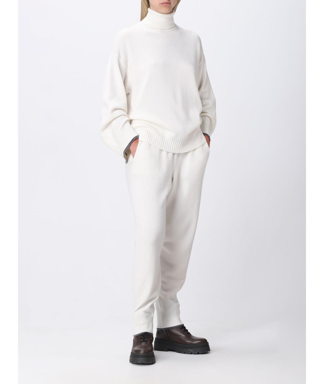 BRUNELLO CUCINELLI Бежевые кашемировые прямые брюки, фото 2