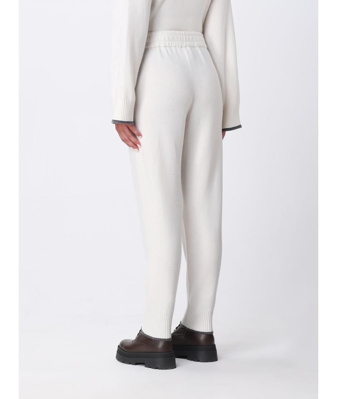 BRUNELLO CUCINELLI Бежевые кашемировые прямые брюки, фото 3
