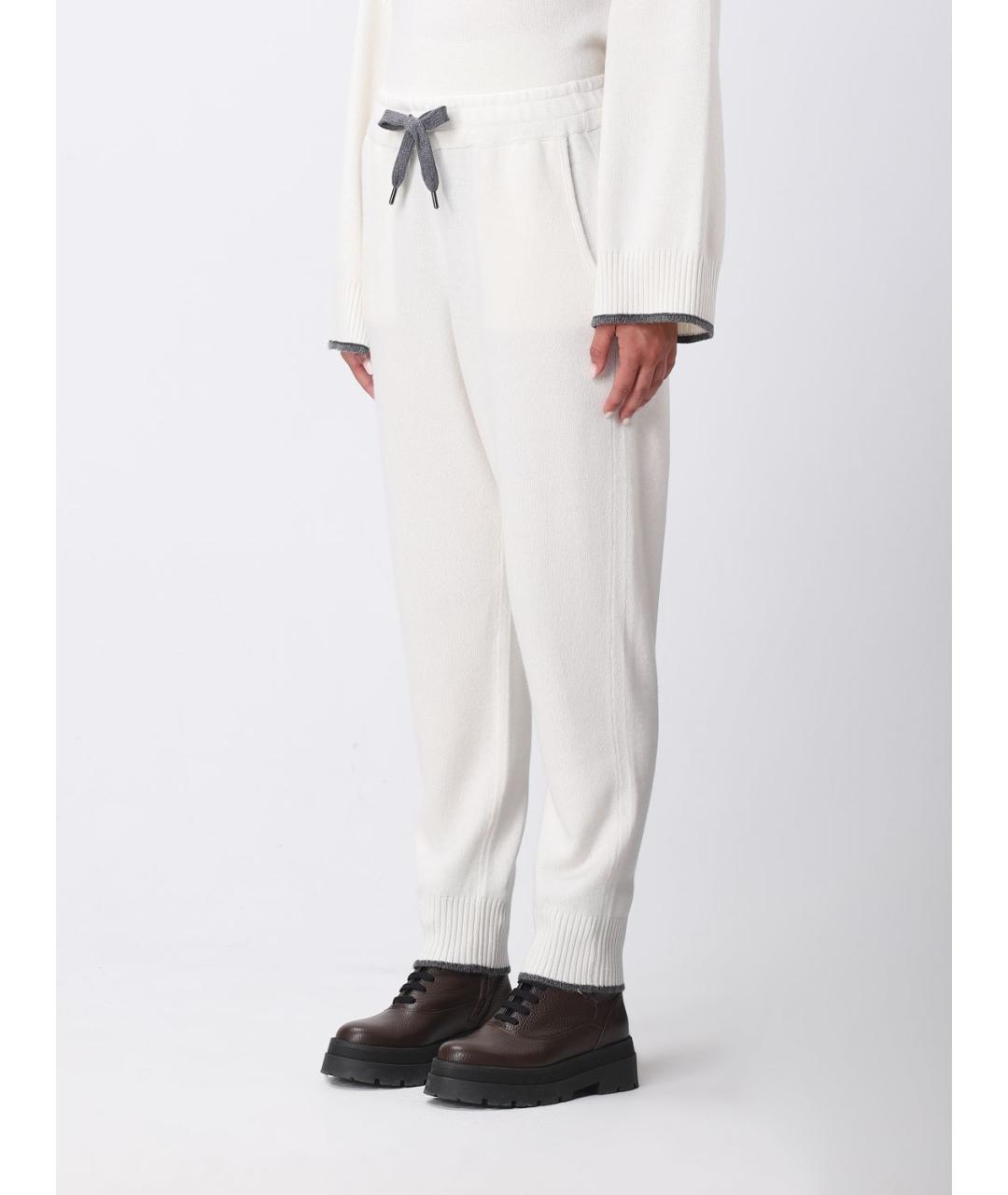 BRUNELLO CUCINELLI Бежевые кашемировые прямые брюки, фото 4