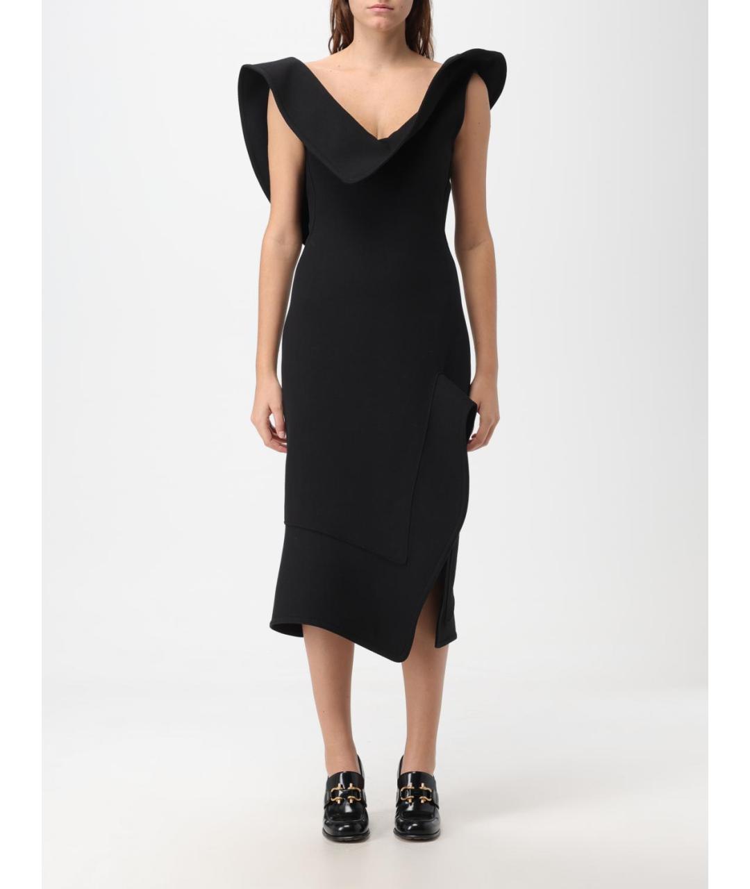 BOTTEGA VENETA Черное хлопковое вечернее платье, фото 2