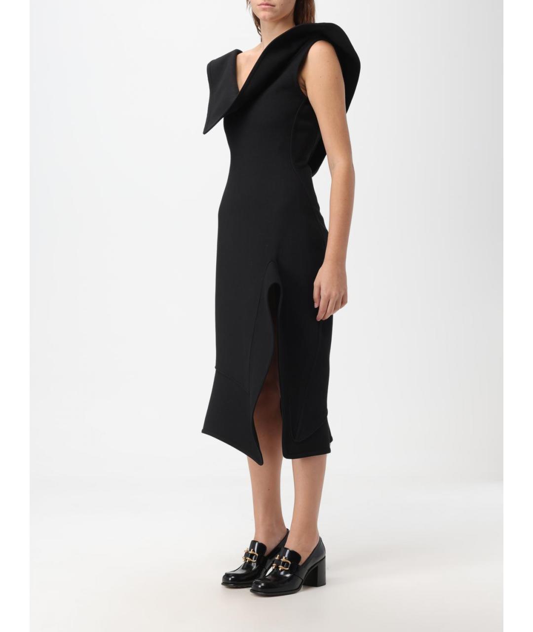 BOTTEGA VENETA Черное хлопковое вечернее платье, фото 5