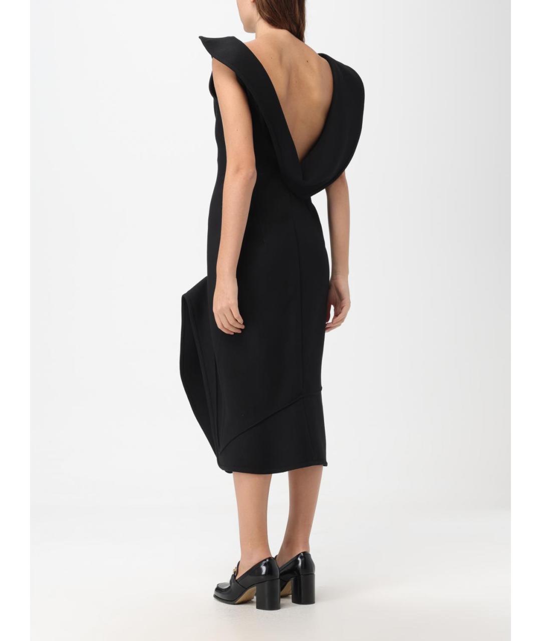 BOTTEGA VENETA Черное хлопковое вечернее платье, фото 4