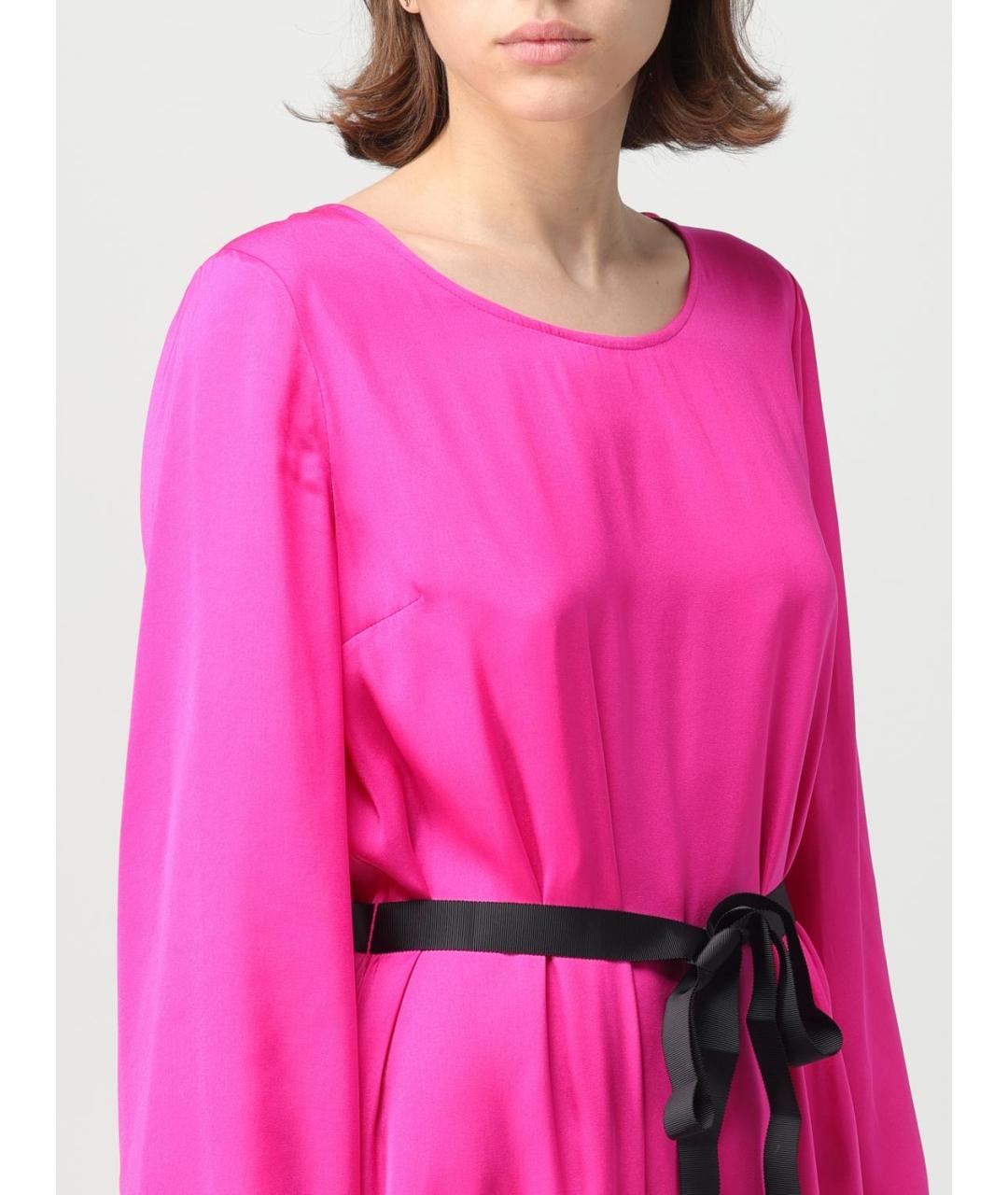 TWIN-SET Фуксия полиэстеровое коктейльное платье, фото 3