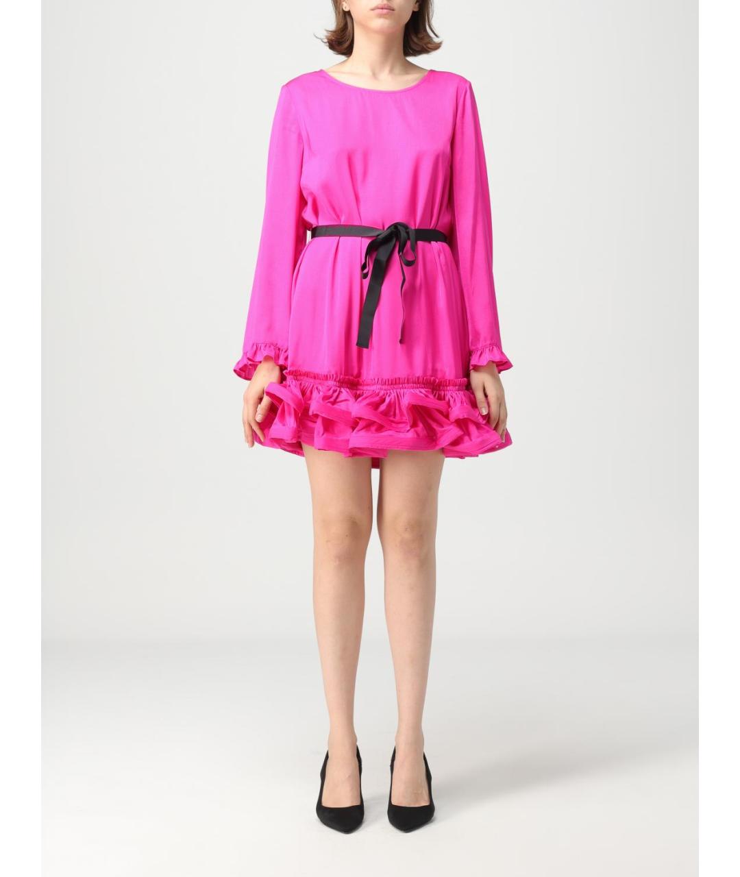 TWIN-SET Фуксия полиэстеровое коктейльное платье, фото 4