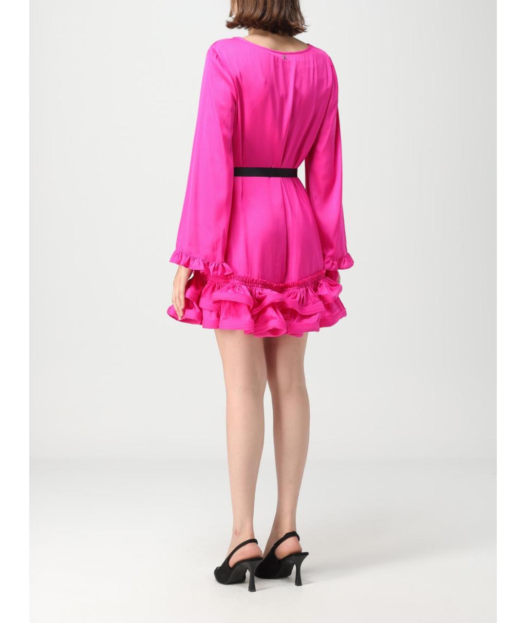 TWIN-SET Фуксия полиэстеровое коктейльное платье, фото 2