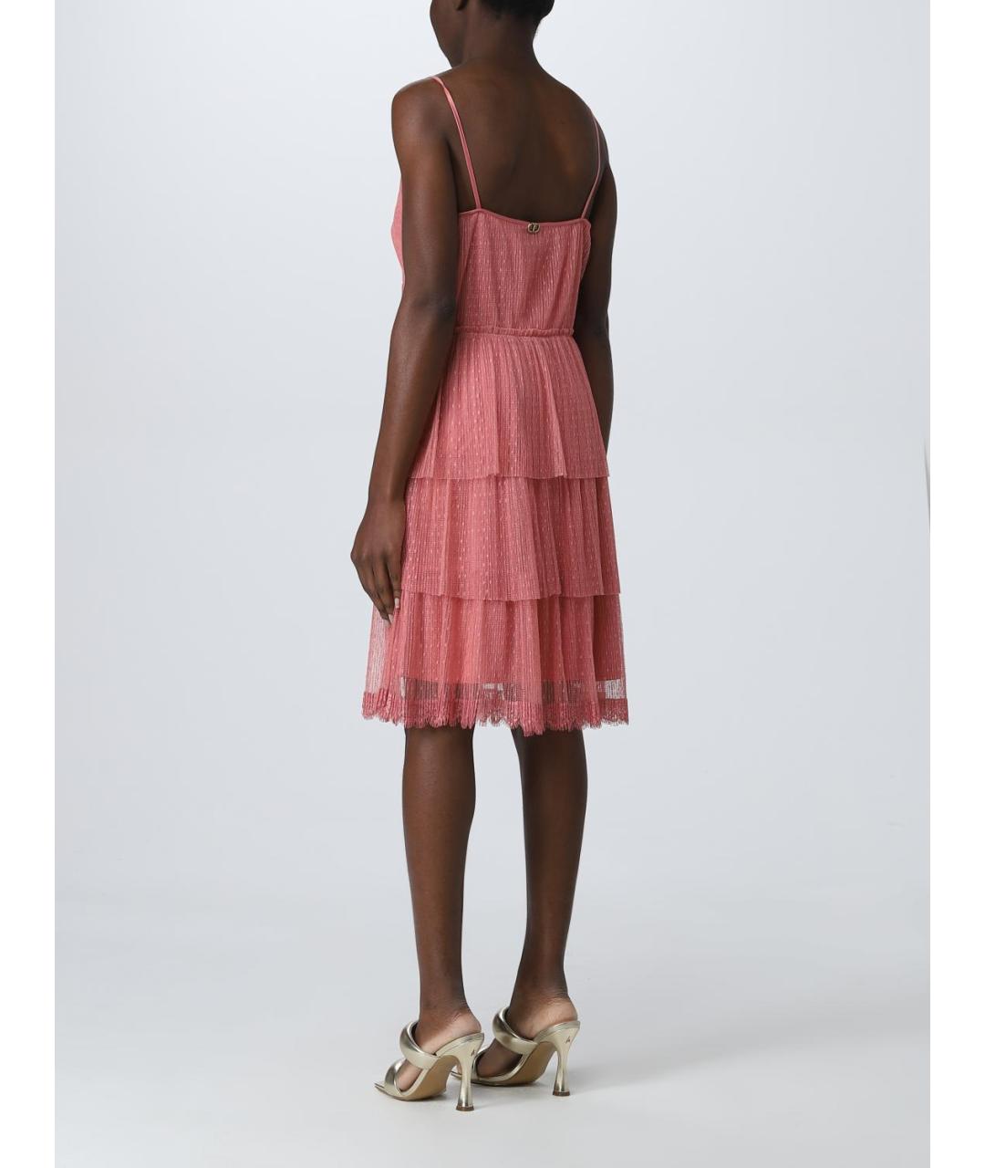 TWIN-SET Розовое полиэстеровое повседневное платье, фото 3