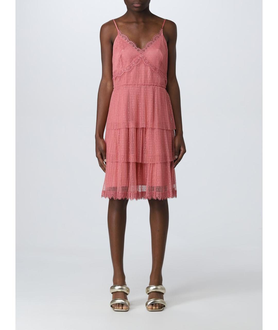 TWIN-SET Розовое полиэстеровое повседневное платье, фото 2