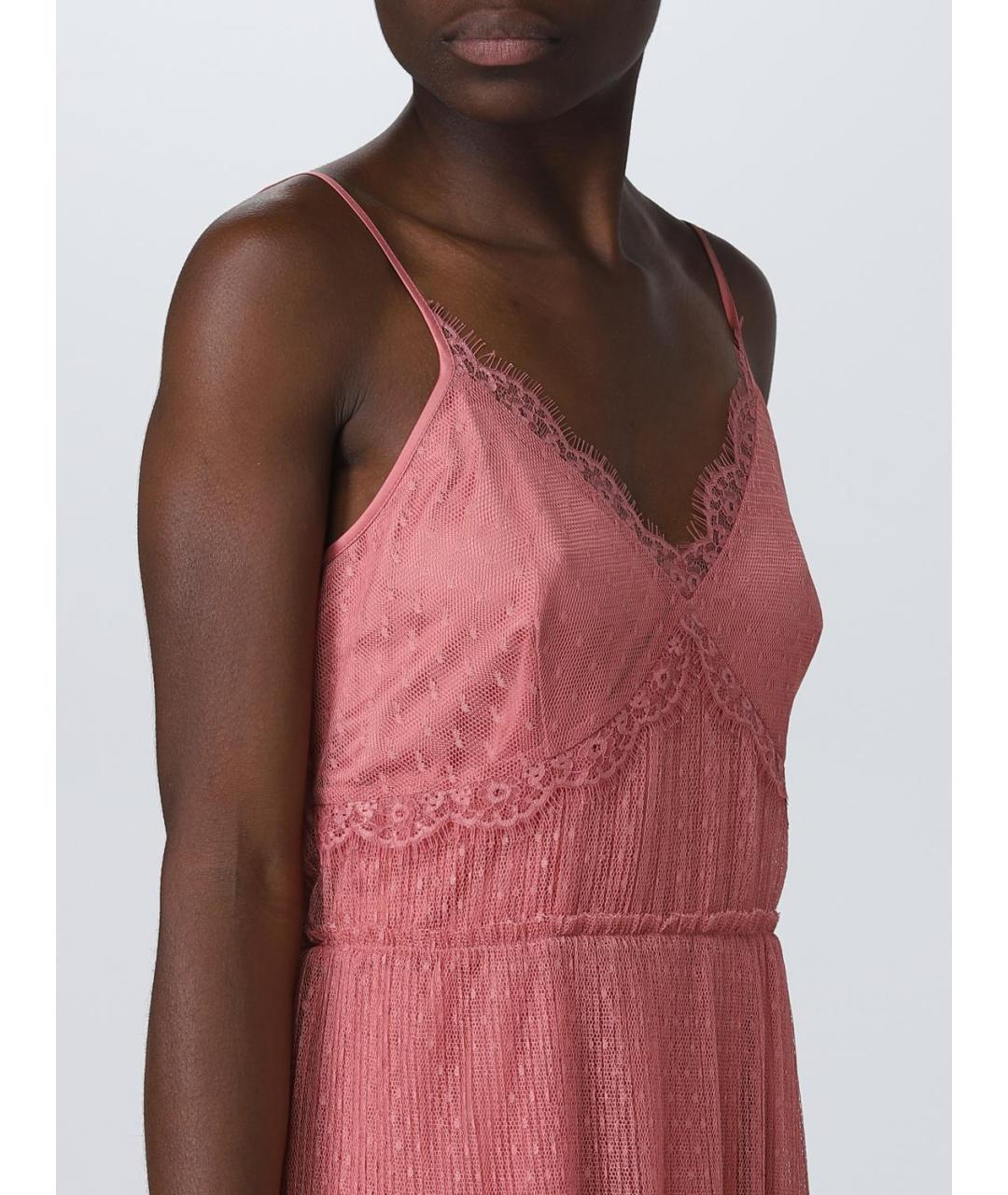 TWIN-SET Розовое полиэстеровое повседневное платье, фото 4