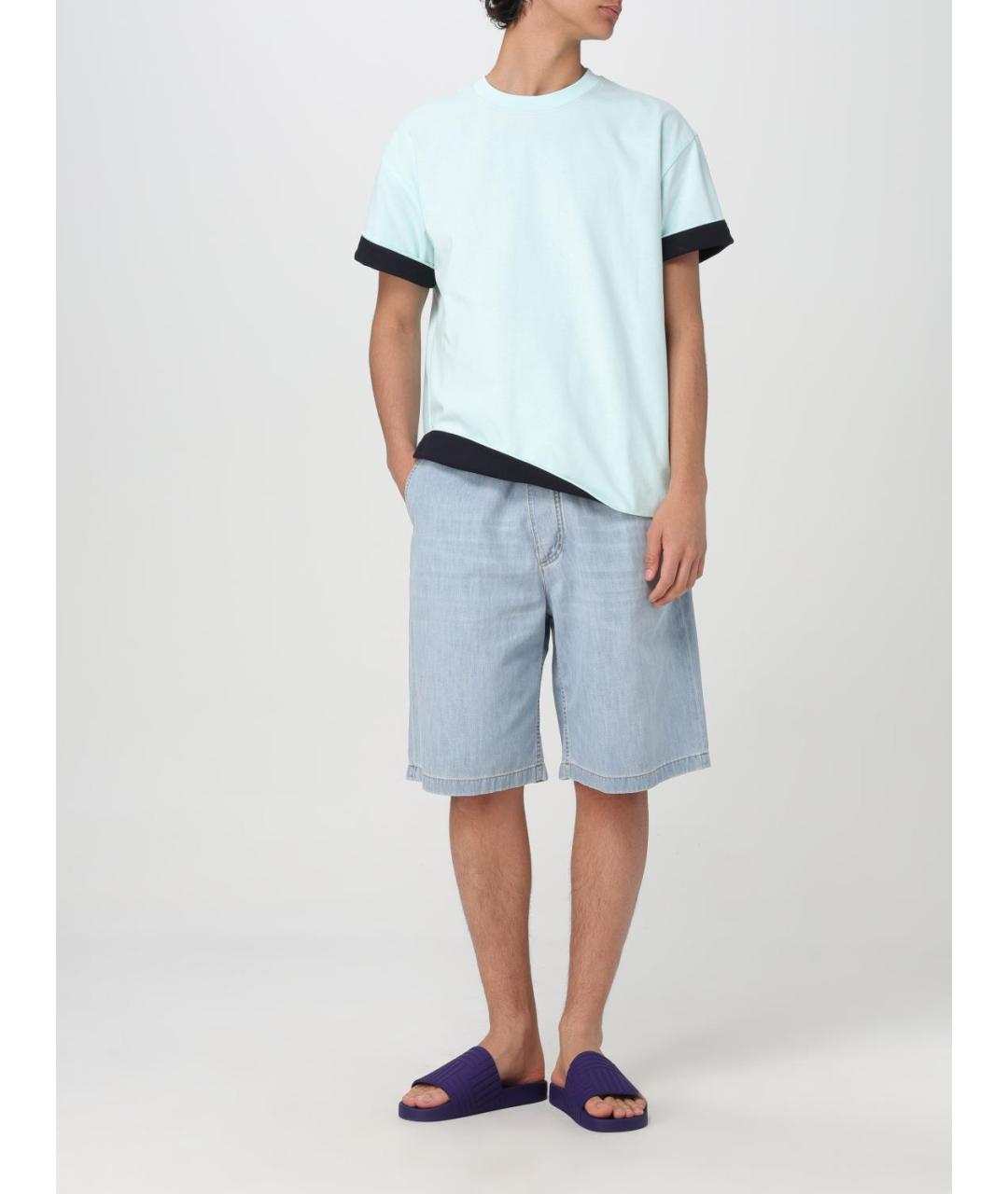 BOTTEGA VENETA Голубые хлопковые шорты, фото 2