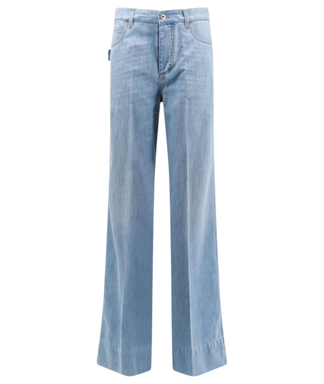 BOTTEGA VENETA Голубые хлопковые прямые джинсы, фото 1